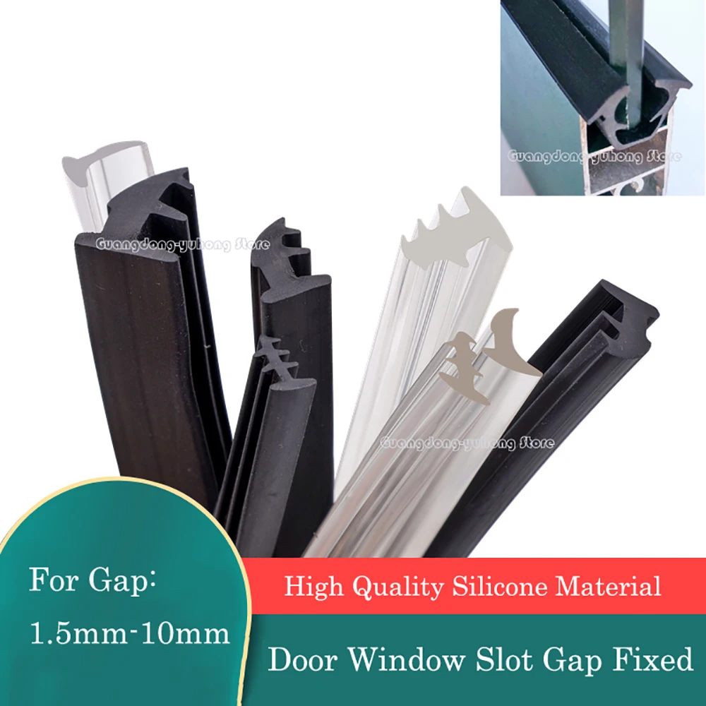 1/3/5Meter T Shape Sealing Strip Aluminum Alloy Door And Window The Card Slot Gap Filler Glass Fixed Silicone Rubber Stopper Bar