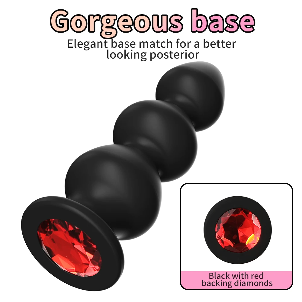 3Sizes Silicone Anal Plug Crystal Base Butt Beads Plug Sex Toys Anal Toys Sex Stopper Sex Game Toy Shop Anus Trainer for Couples - view 3
