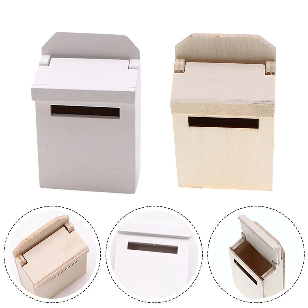 

Mini Wooden Mailbox Model House Wooden House Miniature Blank Mail Box House Wood Houses Miniature Wooden Flip Mailbox