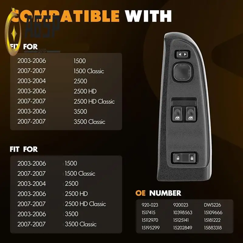 

A65P-15883318 Front Driver Side Door Lock And Window Power Switch & Bezel Assembly, Fit For Silverado 2003-2007