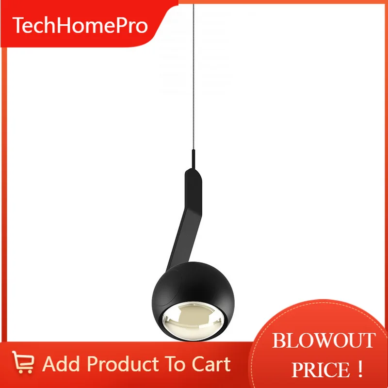 TechHPModern Designer LED Pendant Lamp Living Room Bedroom Bedside Raised Lowered Rotating Round