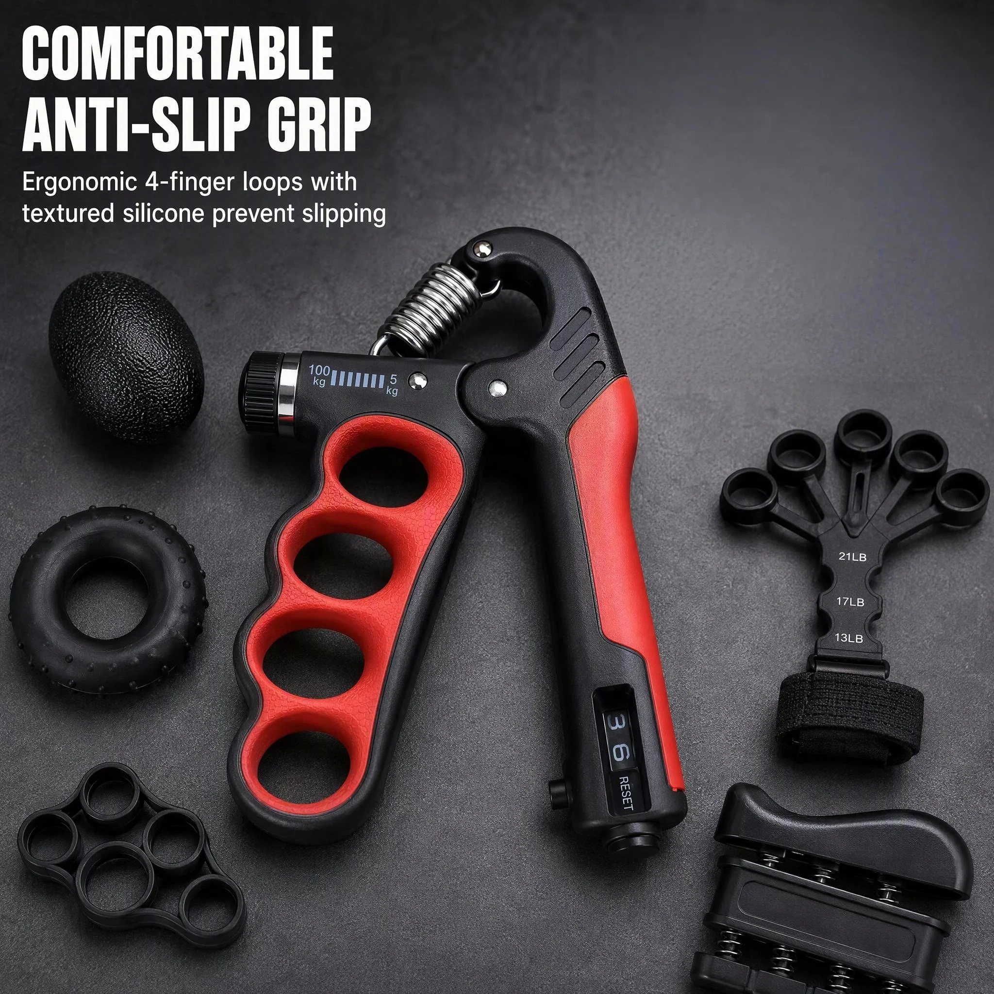 Six piece set - Hand strength training combination multifunctional grip fitness exercise tool