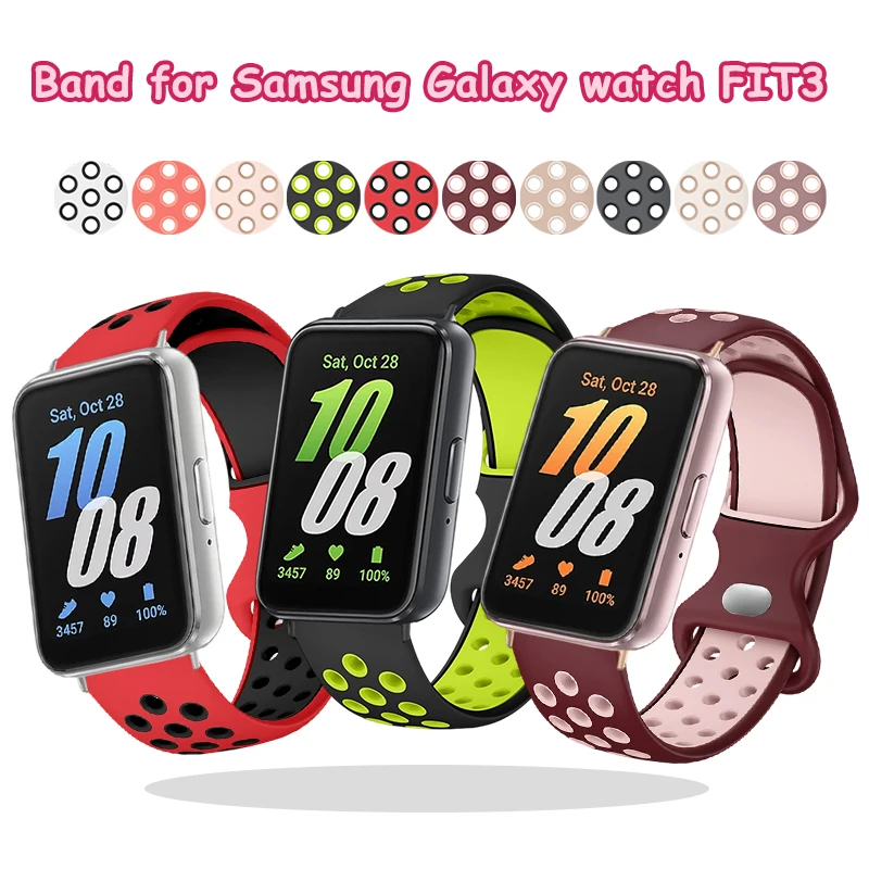 حزام بفتحة دائرية مسامية مناسب لساعة Samsung Galaxy Watch Fit3 الذكية Correa المتوافقة مع ساعة Samsung Galaxy Watch Fit3