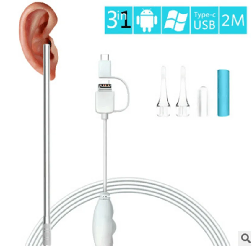 Ad alta definizione Visual Ear Spoon Cleaning endoscopio Cleaner rimozione del cerume USB per Android Type-c con Mini fotocamera per la cura dell'orecchio