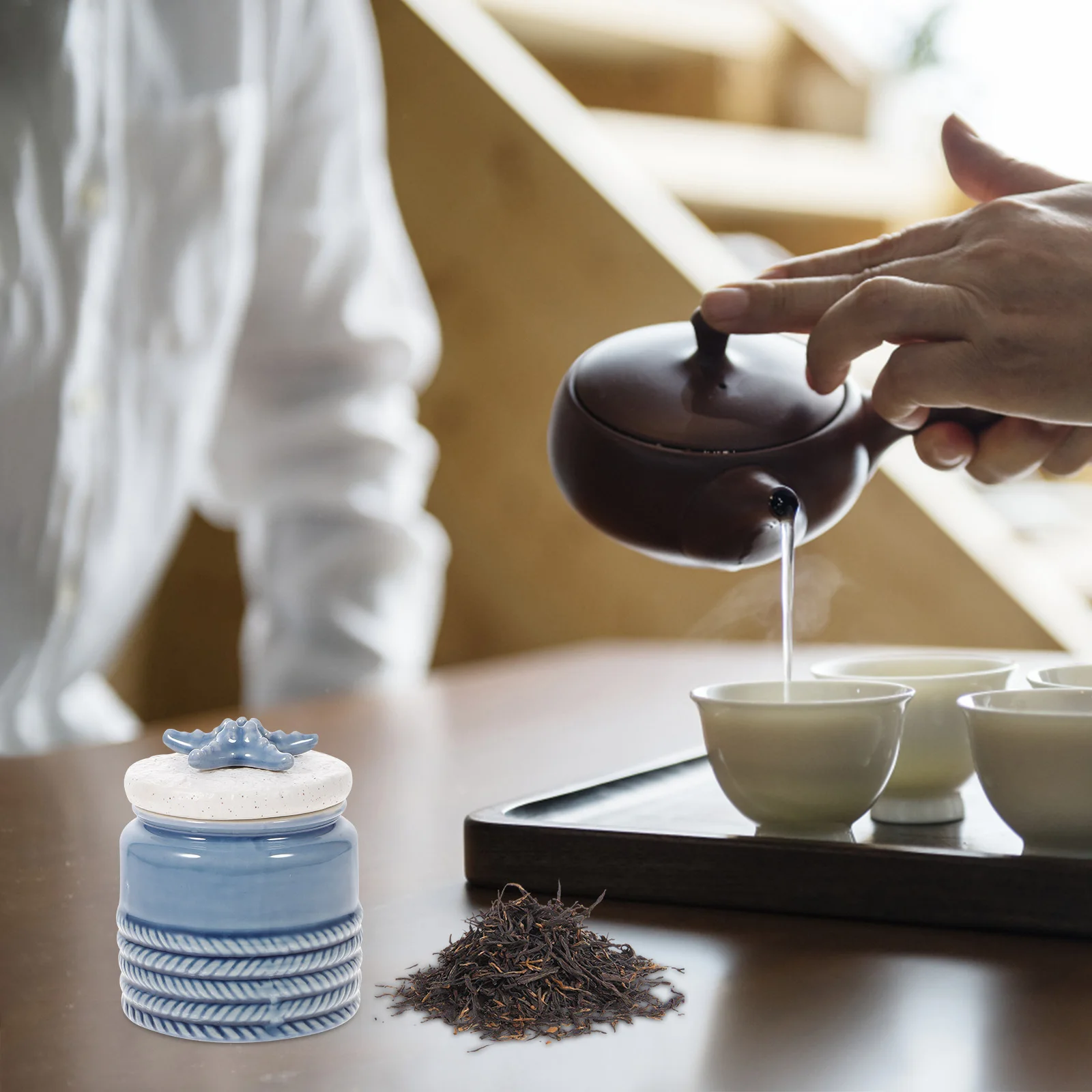 

Nordic Style Ceramic Jar Sealed Storage Holder Widely Used for Tea Coffee Candy Tea Canister Ceramic Storage Can