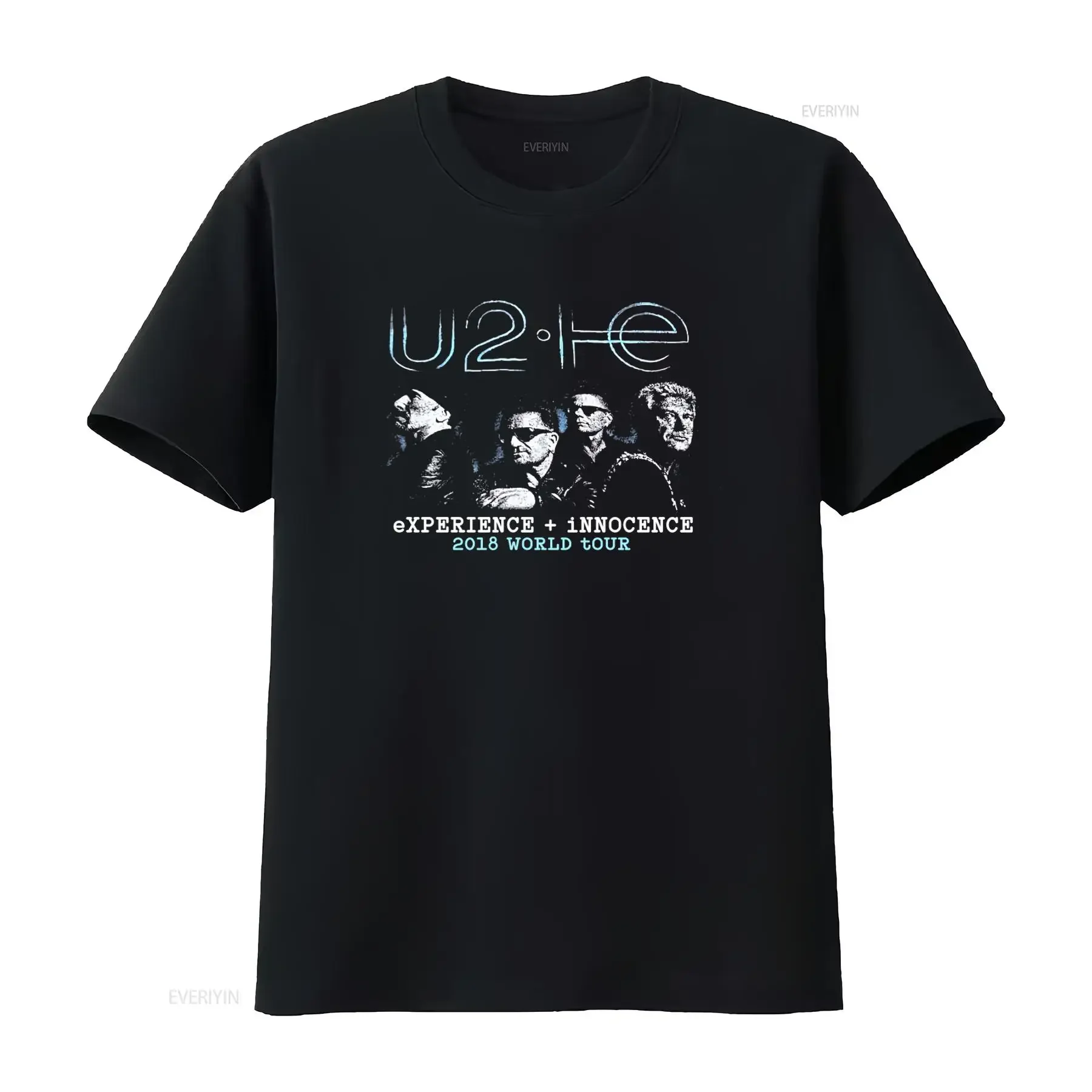Camiseta Vintage Y2K U2 Bono 2018 Dupla Face da Tour Experience Innocence EUA Europa Lavada para Uso Diário e Moda