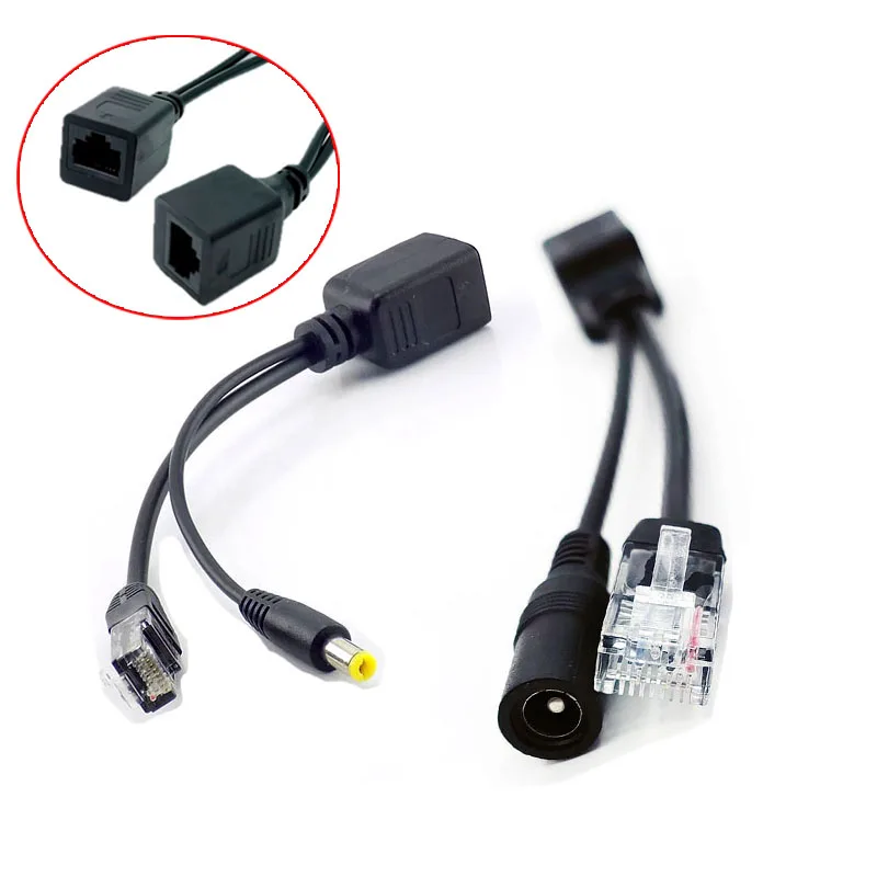 أسود POE كابل الطاقة السلبية عبر إيثرنت كابل محول RJ45 حاقن وحدة امدادات الطاقة 12-48 فولت الفاصل عدة لكاميرا IP #1