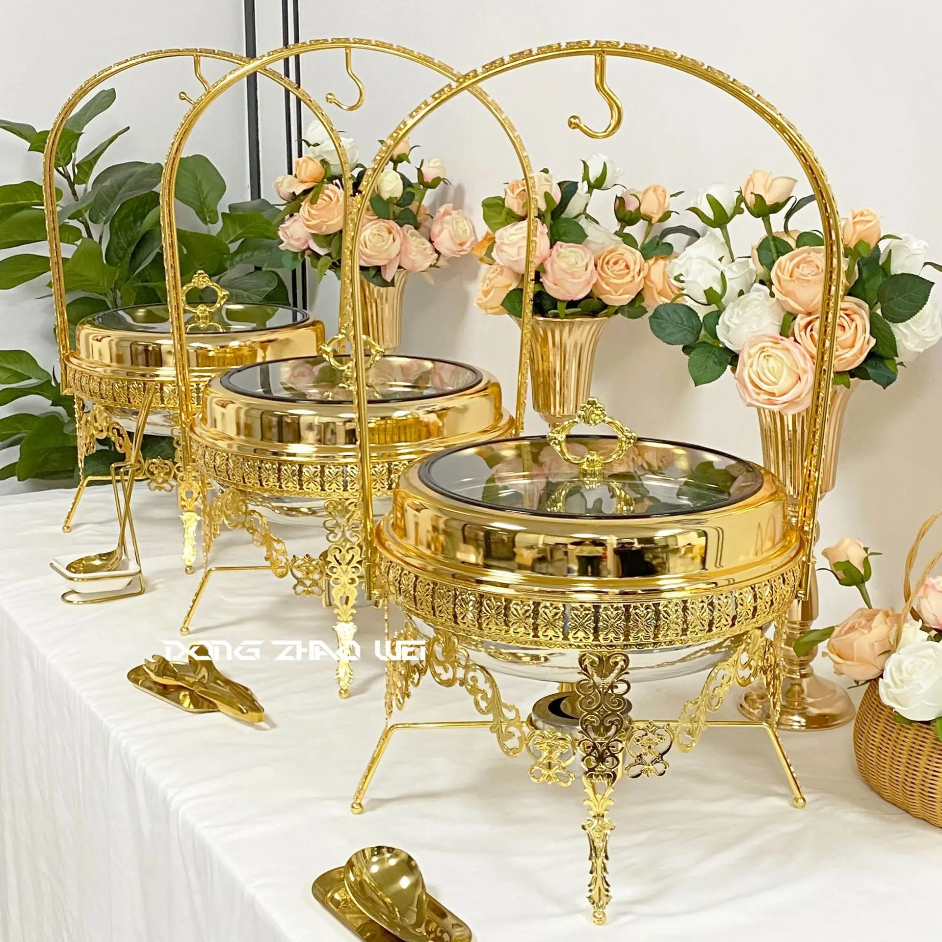 

Cross Border Golden Butterfly Hotel Restaurant Supply Food Warmer Chafing Dishes Buffet Set