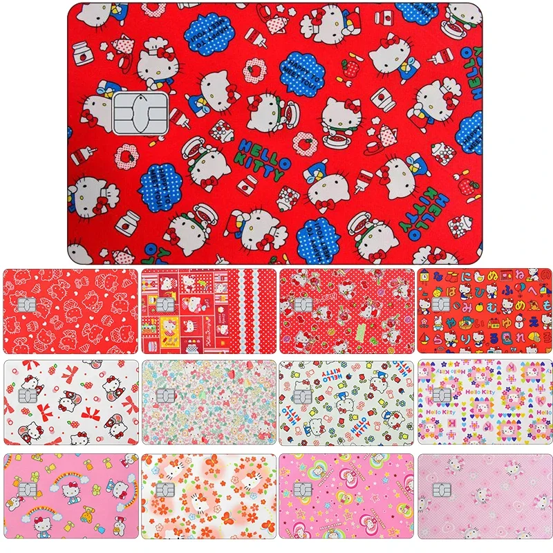 

Sanrios New Cartoon Anime Cute Girls Credit Card Visa Stickers Debit Bank Charge Cards No Large Small Chip Cover Case Film Skin
