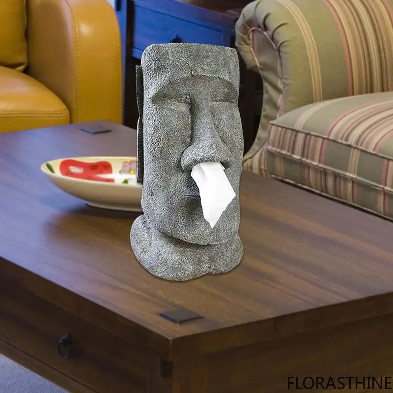 1pcs Easter Island Stone Face Portrait Tissue Box Container Type Holder Paper Tissue Box Home Decorations New