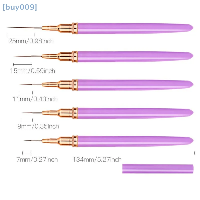 5개 네일 아트 라이너 브러쉬 세트 UV 젤 네일 브러쉬 키트 프렌치 스트라이프 라인 페인팅 드로잉 플라워 펜 전문 매니큐어 도구