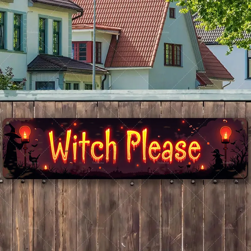 

1 шт. металлическая вывеска, 4x16 дюймов, неоновая вывеска «Ведьма, пожалуйста», жуткая ночь, декор для дома и вечеринки