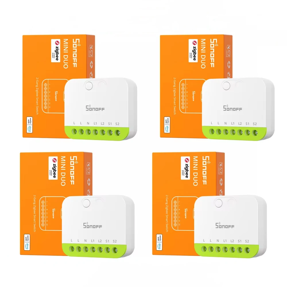 SONOFF MINI DUO Two-Gang Smart Switch, Zigbee/Matter Support, Dual Load Control, Relay Mode Works With Alexa/Google Home Device.