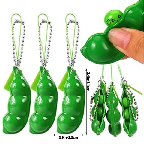1/3/5/10pcs Fidget Toys Decompression Edamame Toys Antistress Popper Toy Infinite Peas Beans Keychain Fidget Squishy Gifts