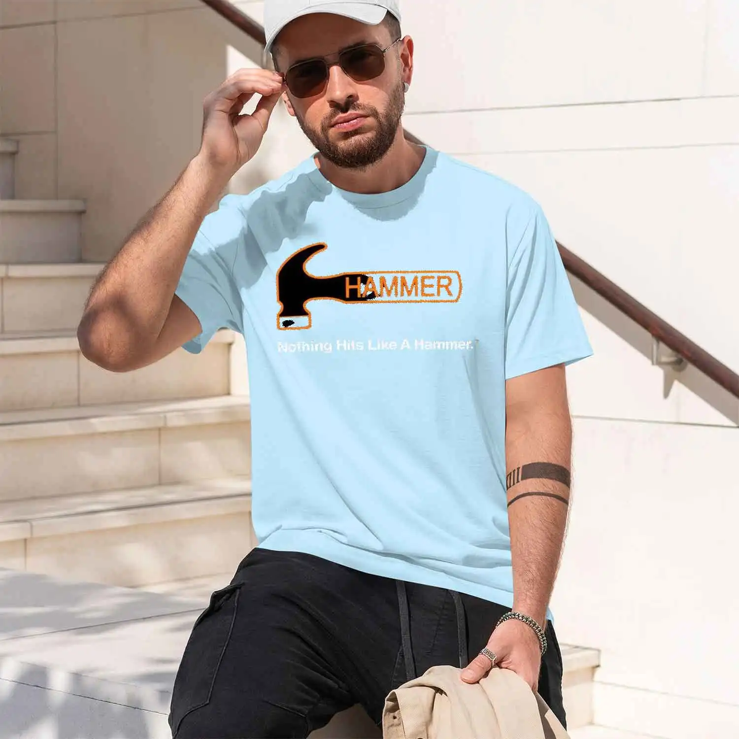 Hammer Bowling Grey Navy White Funny T Shirt Made In USA S 5XL vintage Washed Comfortable streetwear fashion Unisex 2026 New Mod - view 4