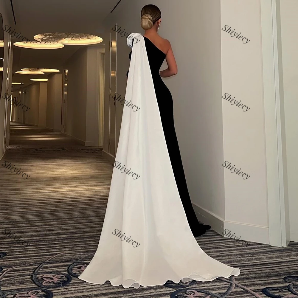 Prom Dress Saudi Aribia Woman One Shoulder 3D Flowers Evening Dress with Ribbon Florr Length High Quality Formal Occasion Gowns