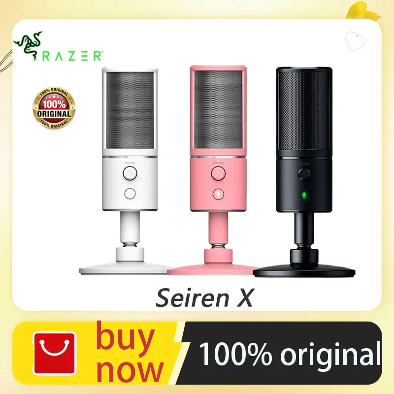 Original Razer Seiren X USB Streaming Microphone Professional Grade Built in Shock Mount Supercardiod Pick Up Pattern