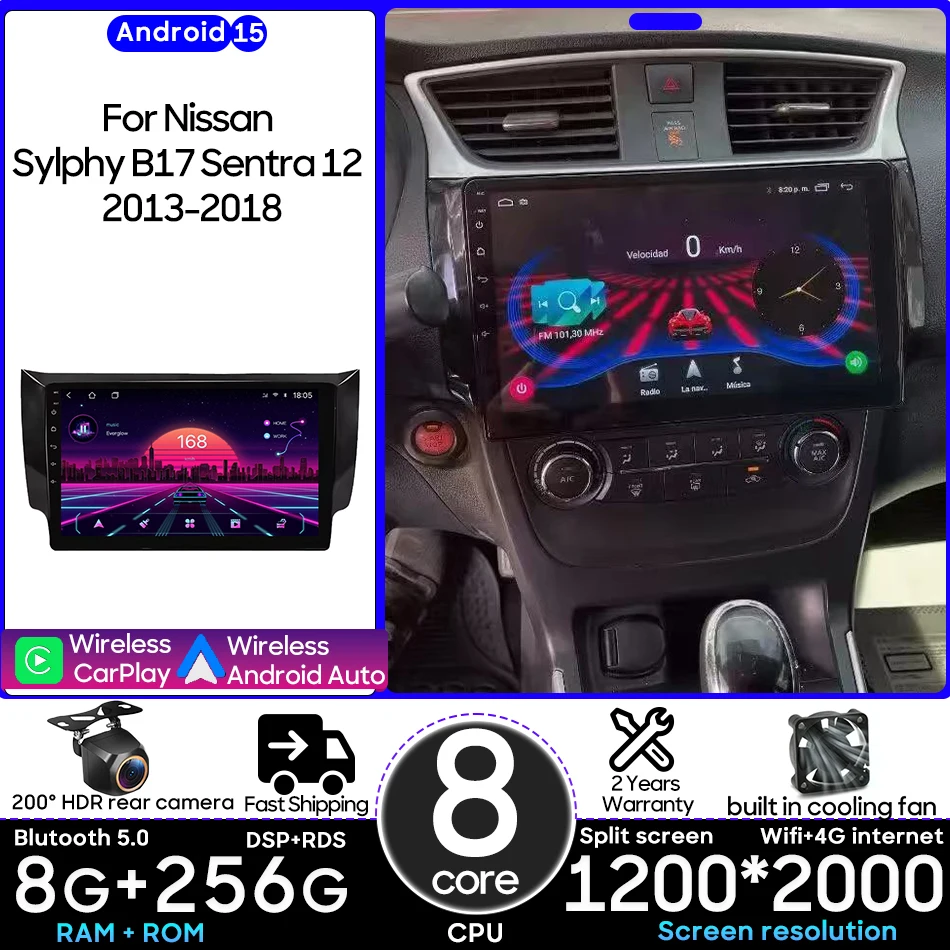 

Android For Nissan Sylphy B17 Sentra 12 2013-2018 Car Multimedia Player Carplay Auto Radio Video Stereo Navigation GPS 2din DSP