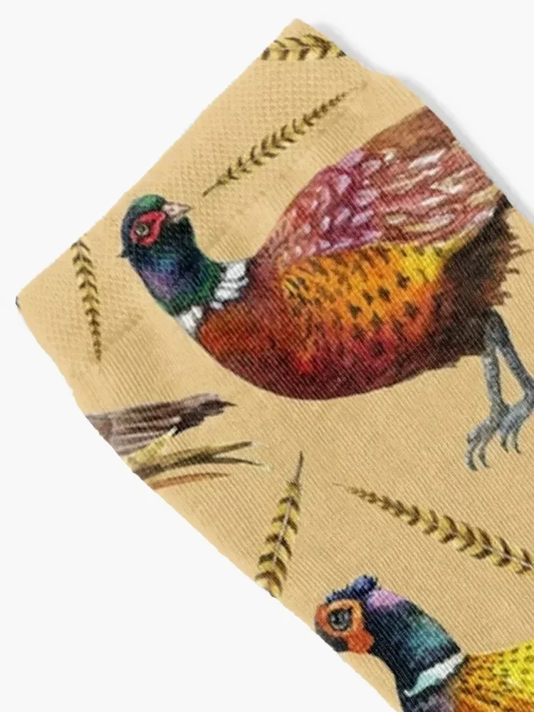 Vintage brown orange colorful pheasant birds pattern Socks aesthetic christmas gift Lots Man Socks Women's