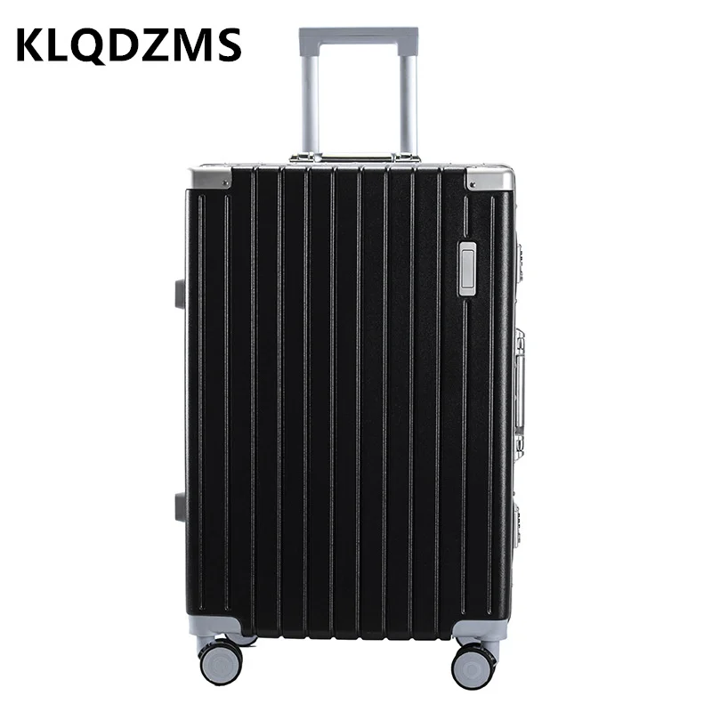 Imagem -03 - Klqdzms-alumínio Quadro Mala Trolley Case Anti-scratch Wear Boarding Box Bagagem de Rolamento Alta Qualidade 20 22 24 26