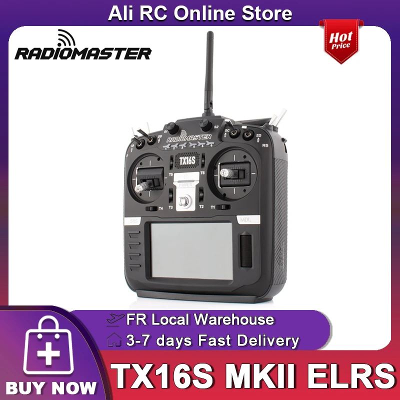 Radiocommande RadioMaster TX16S MKII V4.0 avec cardan à effet Hall, FCC/LBT ELRS 2.4G (Mode2), écran tactile 4,3 pouces, EdgeTX SX1280 pour quadricoptère FPV, drone, émetteur, jouet, coffret cadeau pour le Nouvel An, l'anniversaire, Noël