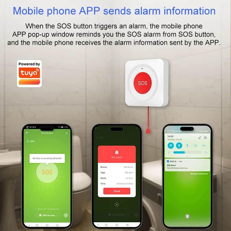 Tuya Smart Wireless SOS Emergency Call Button WiFi/Zigbee Button for Elderly Children Patients Safety Alert and Assistance