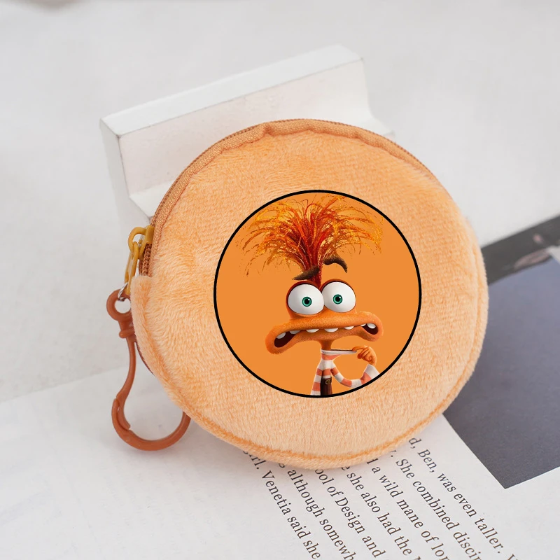 Disney Inside Out 2 Plush Coin Purse Girl Mini Short Wallet Keychain Zipper Women Purse ID Card Rose MoneyBag Small Makeup Bags