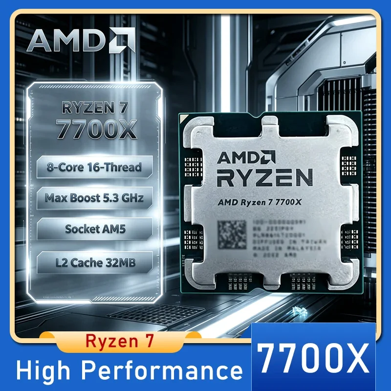 AMD Ryzen 7 7700X R7 7700X CPU 8-Core 16-Thread 5.3GHz Unlocked Desktop Processor Socket AM5 Gaming CPU Without Package LoosePie