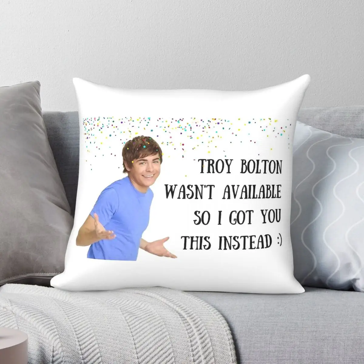 Zac Efron Troy Bolton High School Square Pillowcase Polyester Linen Velvet Pattern Decorative Home Cushion Cover Wholesale 45x45
