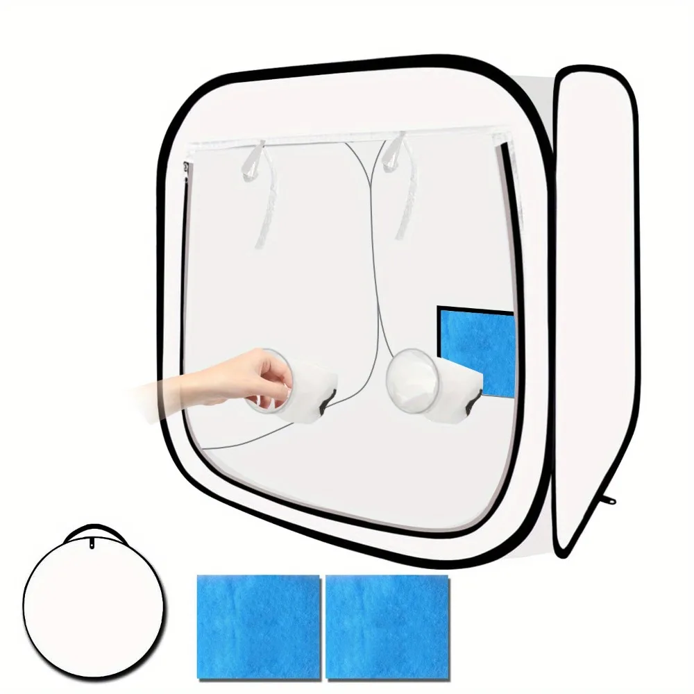 Portable paint booth with built-in flooring, foldable furniture paint station, DIY enthusiast painting tool workbench