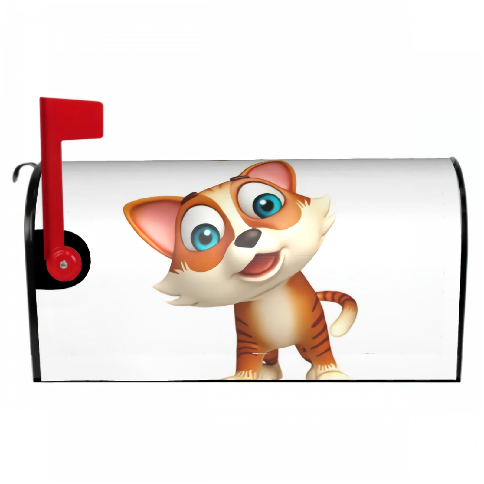 3D Cat Magnetic Mailbox Cover Funny Cartoon Cat Magnetic Mailbox Cover Waterproof Mailbox Wraps Post Letter Box Decor 21x18 Inch