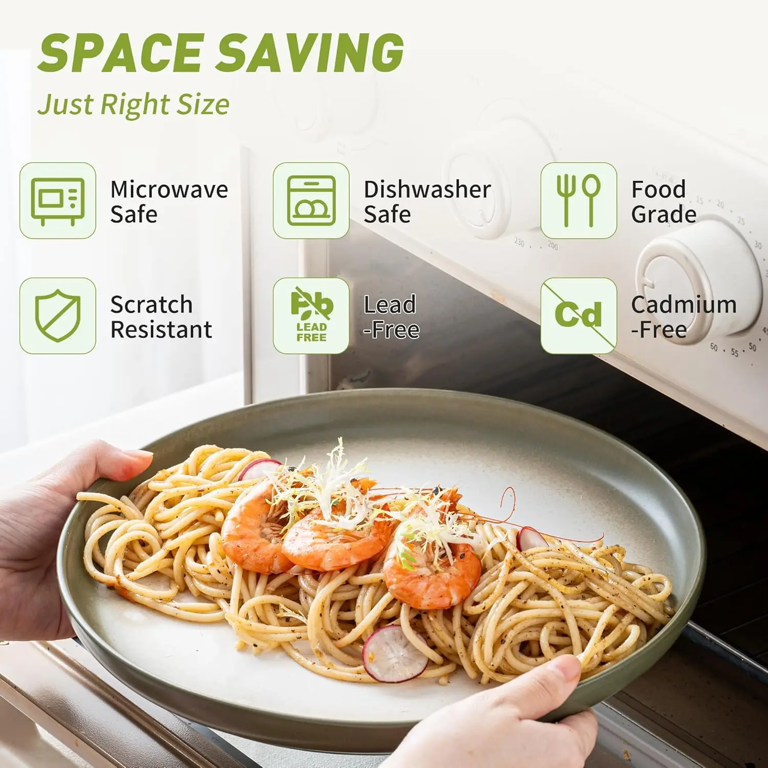 Set di stoviglie, piatti e ciotole in gres da 12 pezzi per 4, set di piatti con glassa reattiva per cucina, pranzo, microonde e lavastoviglie