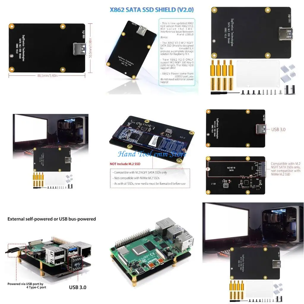 

H37F X862 V2.0 NGFF 2280 SSD Expansion Board ForRaspberryPi 4 Performances