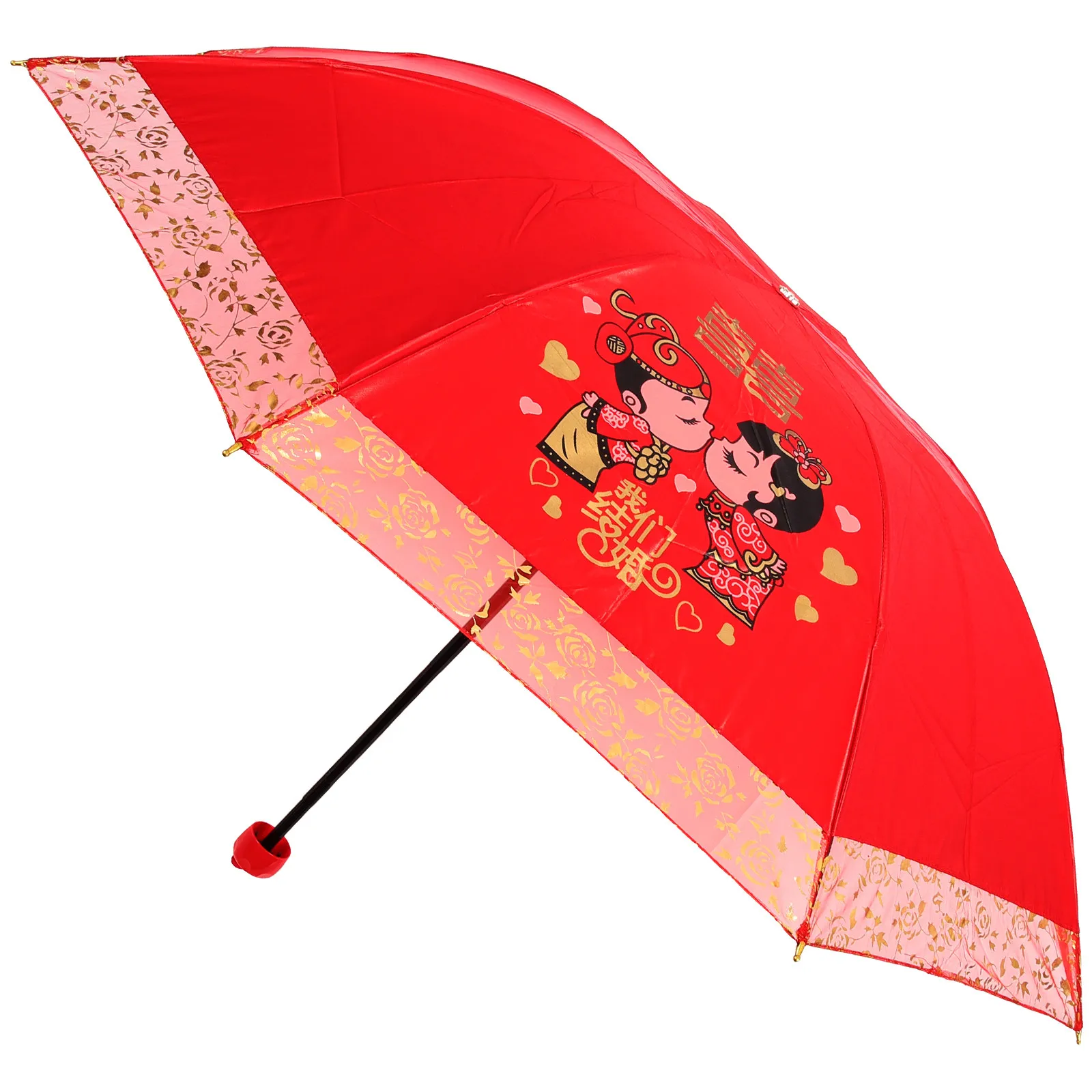Wedding Foldable Umbrella Bridal Umbrella Prop Stylish Bright Color Comfortable Handle Easy Open Close Portable for Wedding