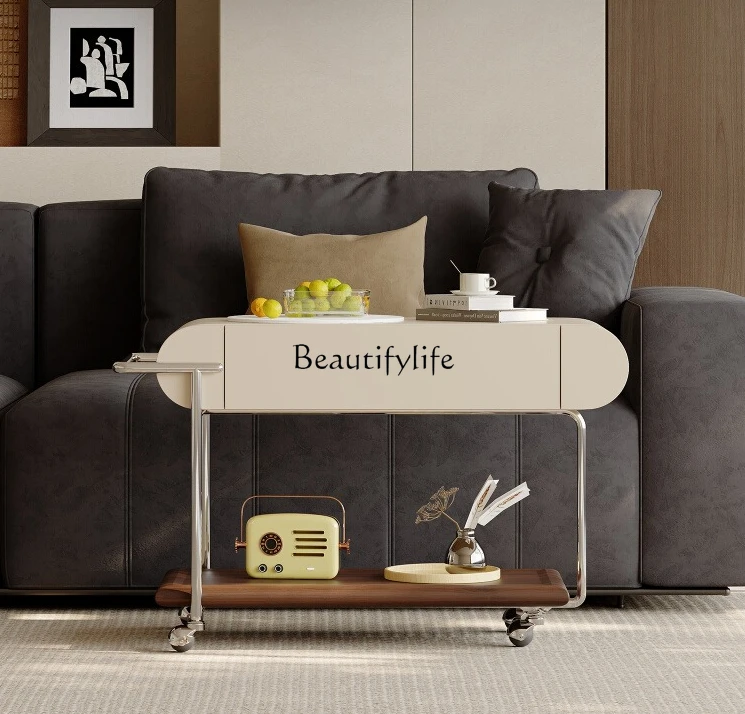 عربة بلاطة الصخور الفرنسية طاولة جانبية لغرفة المعيشة طاولة قهوة صغيرة متنقلة فاخرة راقية #2