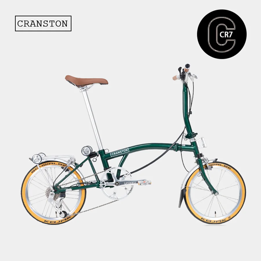 CRANSTON CR7 Max Post Green 16 Inch 7 Speed Three Fold Cr-Mo Frame Double C- Brake Retro Commuter Bike