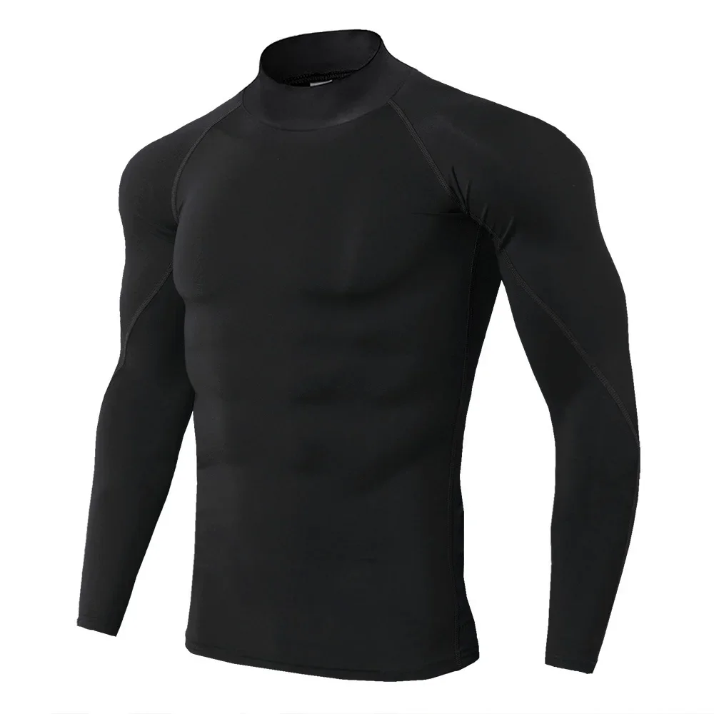 Camisa de compressão ajuste seco treino fitness apertado manga longa camisas esportivas dos homens correndo camiseta treinamento jogging topo ginásio roupas esportivas