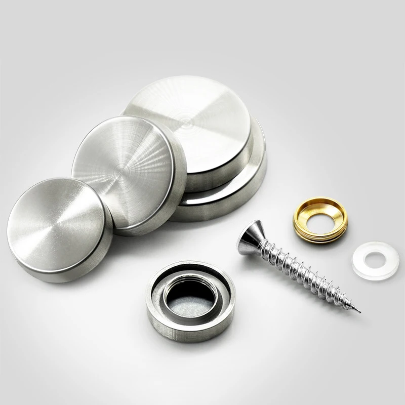 

HOT 500PCS 304 Stainless Steel Glass Mirror Nails Acrylic Signs Billboard Copper Rings Advertising Nails Screws Decorative Caps