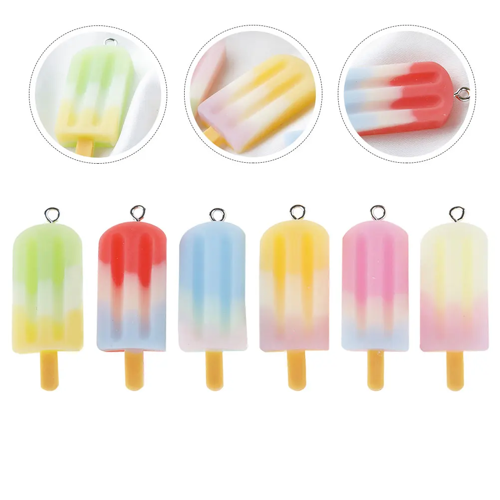 

Ice Cream Popsicle Resin Pendant Jewelry Charms Decorative DIY Earring Accessories Ornament Lightweight Durable Smooth Rounded