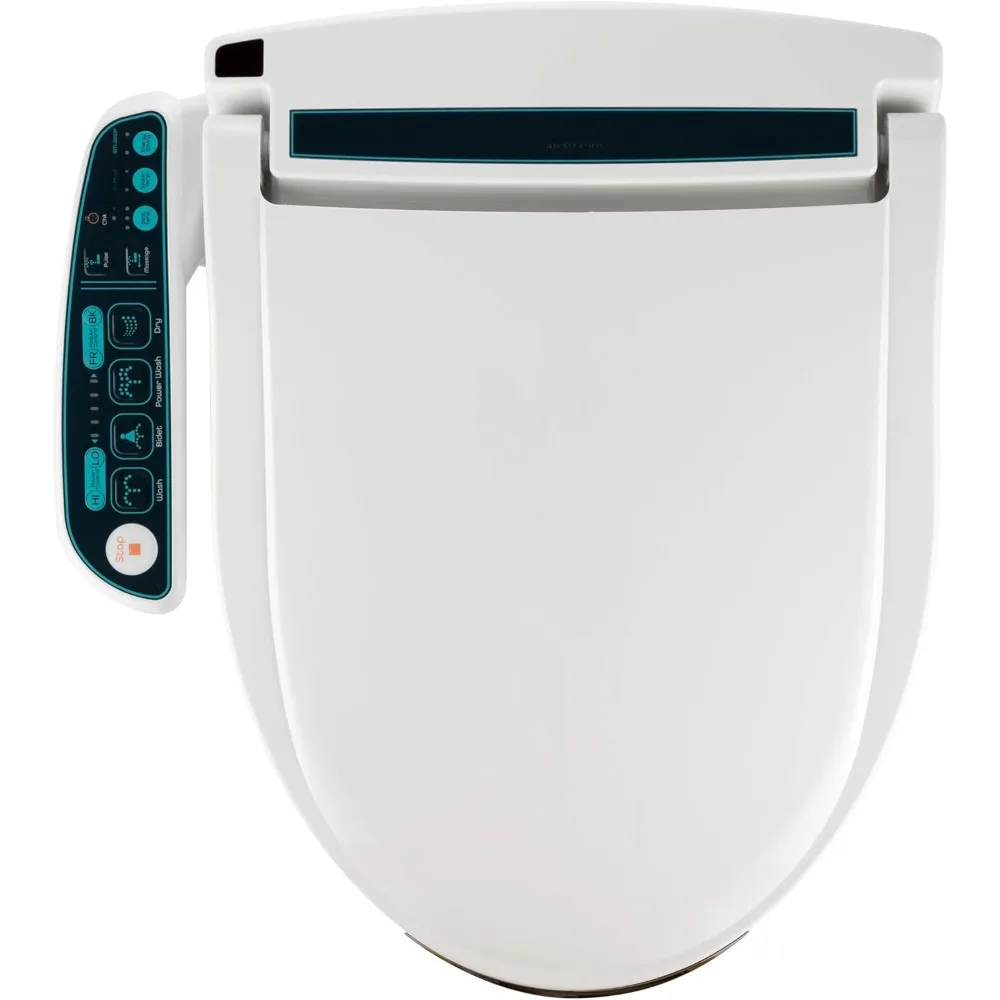 Electric Bidet Toilet Seat with Unlimited Heated Water, Side Controls, Warm Air Dryer - Elongated Electric Bidet Attachment