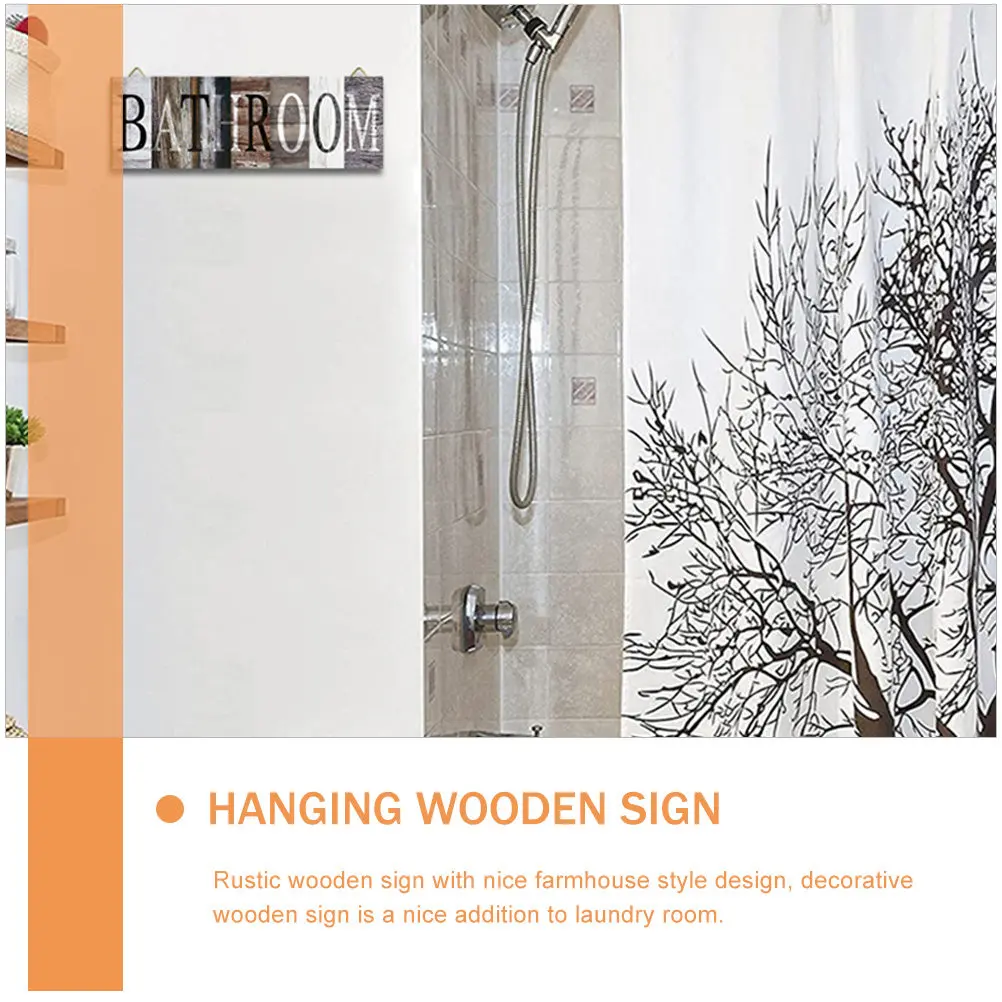 3Pcs Wooden Hanging Sign Vintage Rustic Decorative Laundry Bathroom Kitchen Wall Plaque Art Hanging Wooden Sign