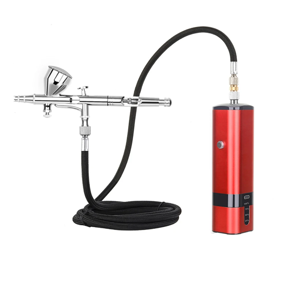 

Cordless dual action airbrush kit, rechargeable portable for makeup, art, painting, craft, cake, tattoo model, hairdresser