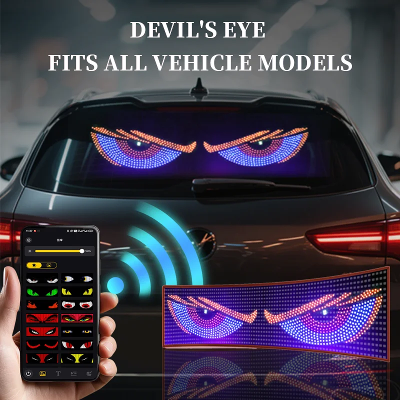 트럭용 LED 눈, 자동차 앞 유리 패널 트럭 LED 픽셀 패널 조명, 리모컨 소프트 스크롤링, 대형 트럭용 보드 조명