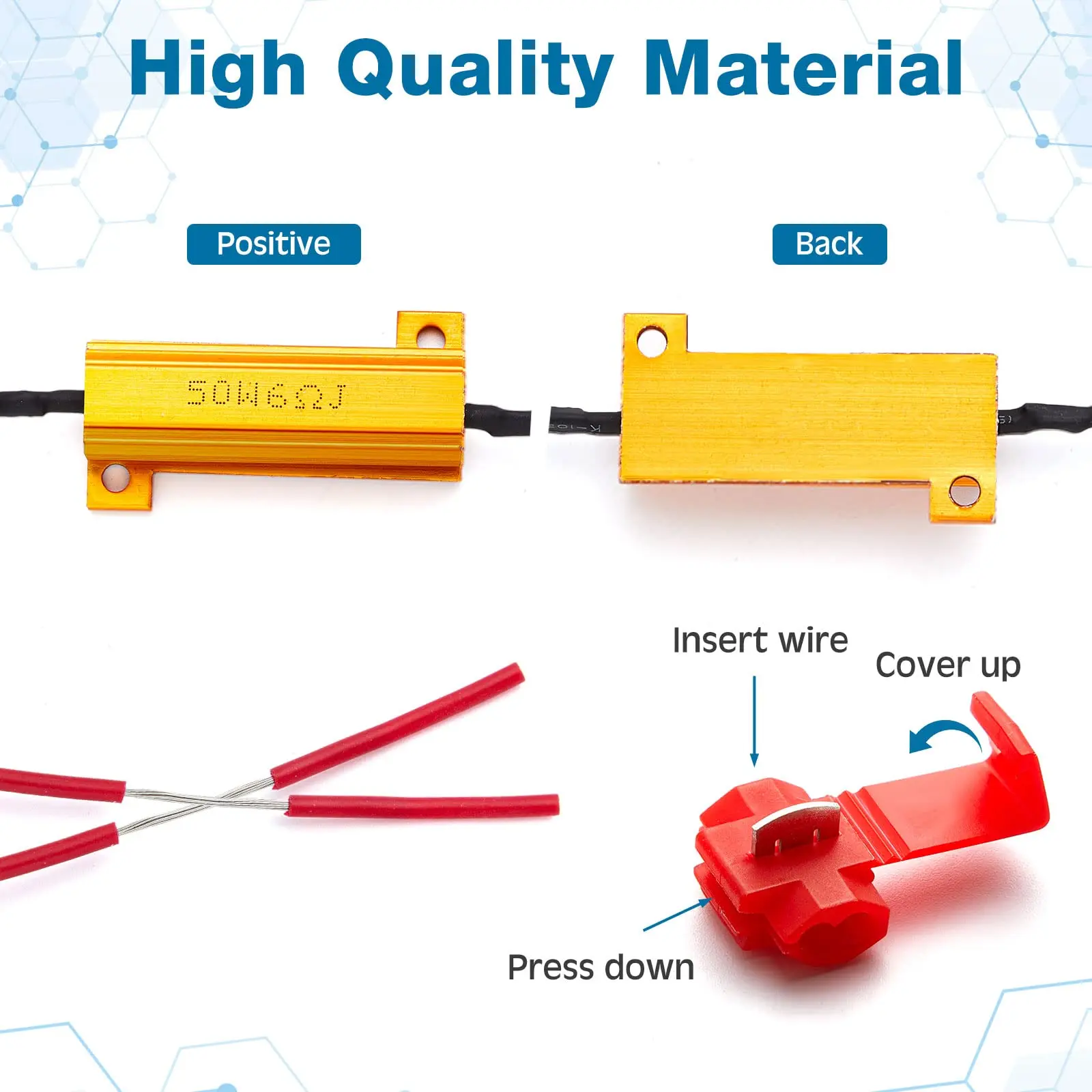 2/4pcs LED Indicator Ballast Load Resistor Flash Rate Relay Turn Signal Bulbs 50W 6 ohm Load Resistor