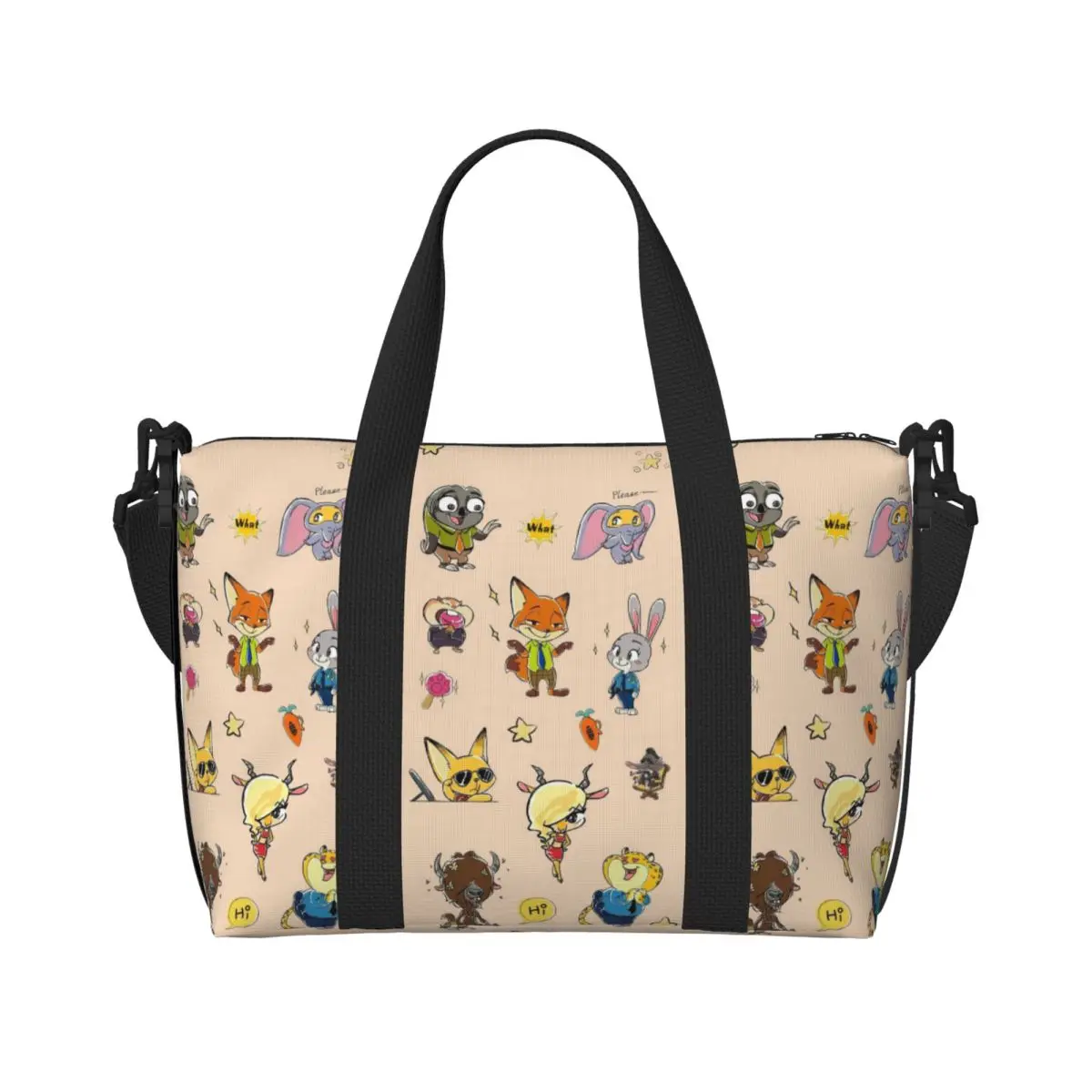 

Custom Large Z-Zootopia Wallpaper Tote Bag for Women Cute Cartoon Shopping Shoulder Beach Gym Travel Bag