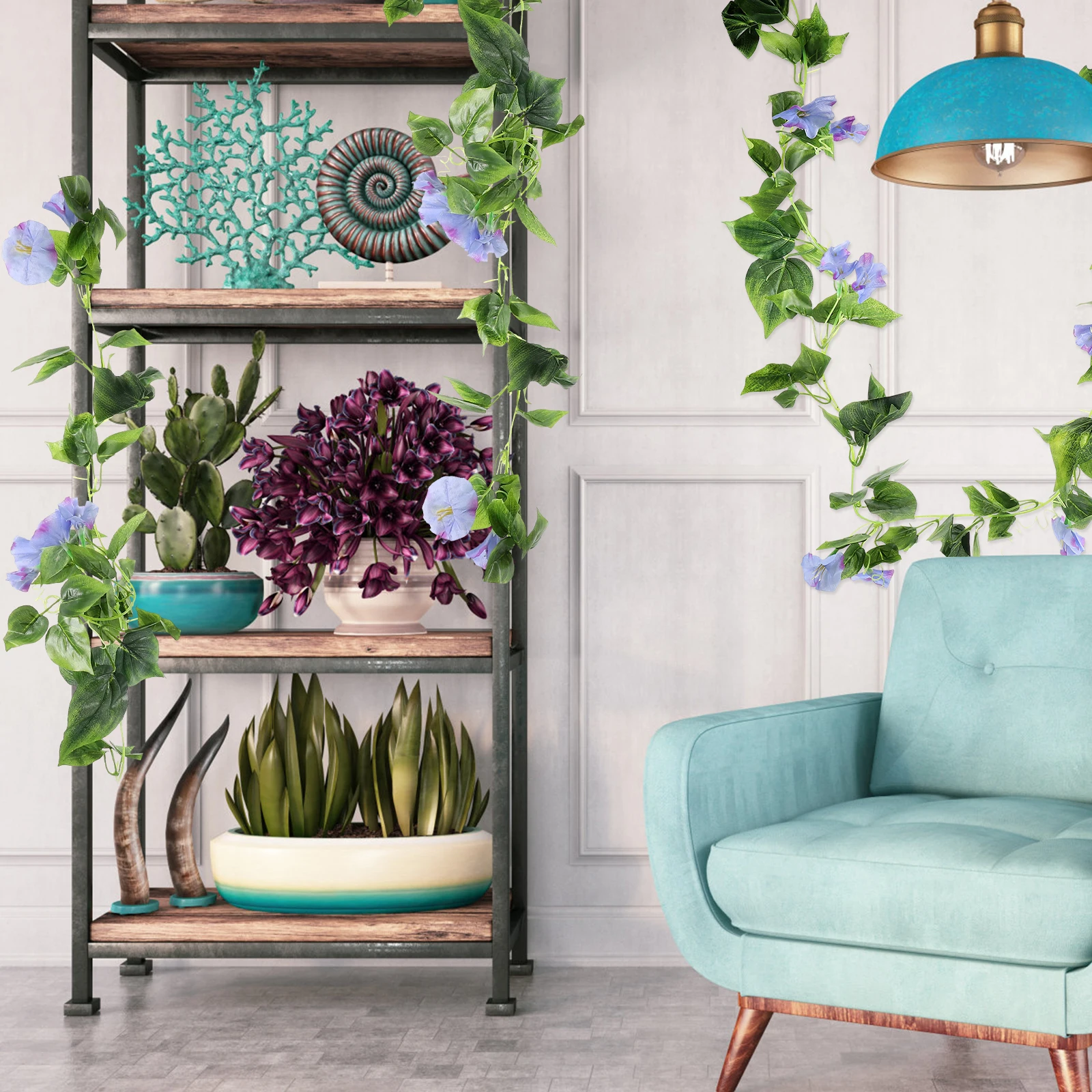 

Artificial Morning Glory Garland Elegant Flowers Realistic Texture Easy Clean Decor Perfect Giftflower garland hanging vines