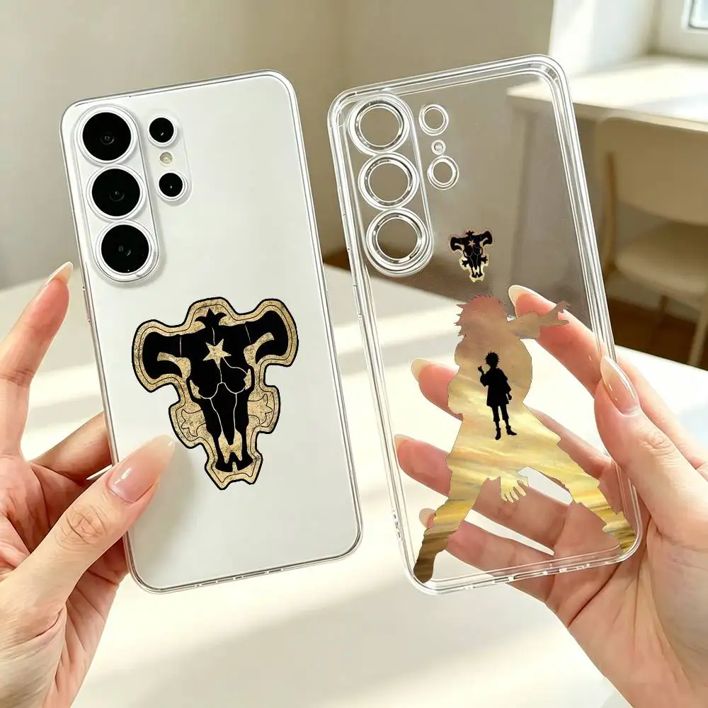 B-Black C-Clover Unique Anime  Phone Case Transparent Silicone Soft For Samsung S25,S24,S21,S22,S23,S30,Ultra,S20,Plus,Fe Gift