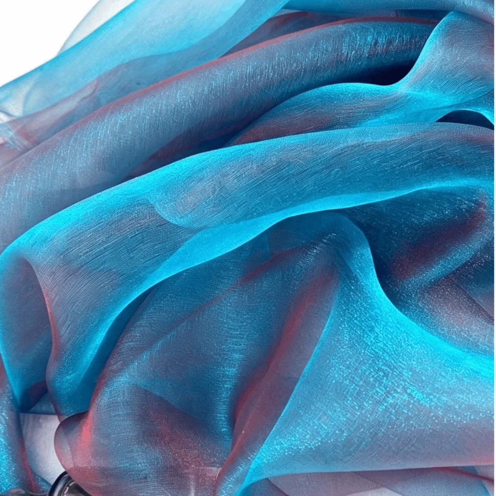 150X100cm Organza Fabric Two-color Gradient Soft Yarn Laser Fabric Gradient Color Magic Mercerized Yarn Two-tone Fabric