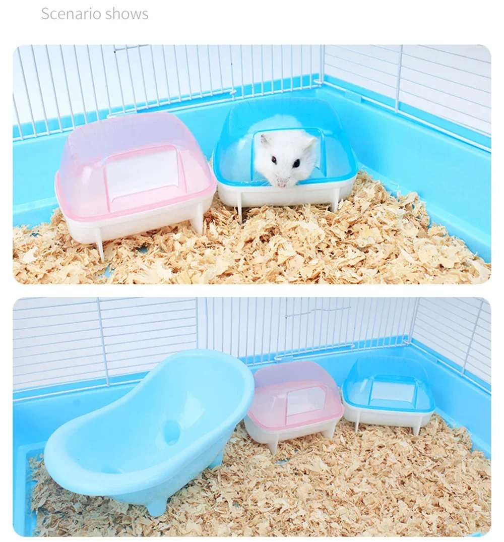 Totoro Hamster Sand Bath & Toilet - klatka 2 w 1 dla świnek morskich, podwójne zastosowanie do dekoracji łazienki dla zwierząt z mini akcesoriami