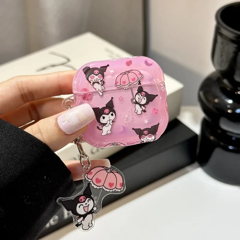 

Ins Cute Sanrio Kuromi Earphone Case For Airpods 1 2 3 4 Pro 2 Wireless Bluetooth Headset Protective Soft Cover With Pendant